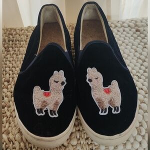 Soludos LAMA Blue Velvet slip on sneakers tennis shoes